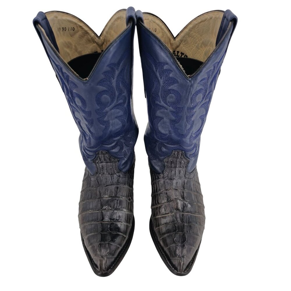 Los Altos Mens Size 10EE Blue Genuine Exotic Crocodile Leather Cowboy Western Bo - Picture 6 of 16